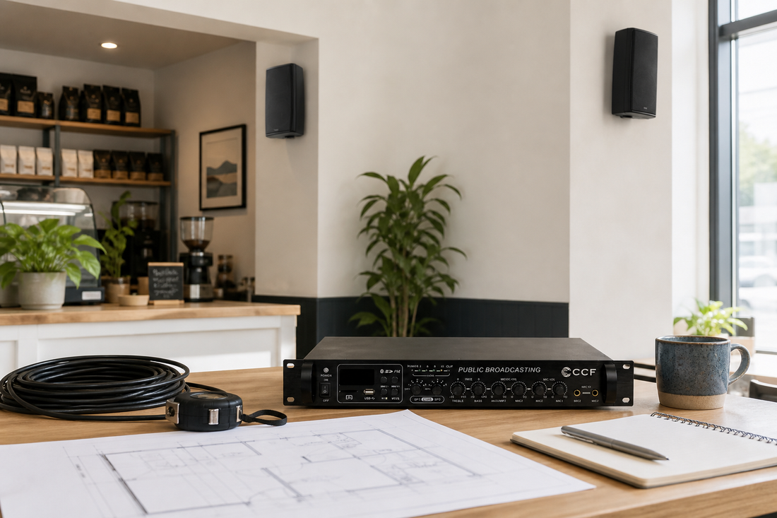 CCF Audio 70V 100V PA amplifier planning for shop speaker system