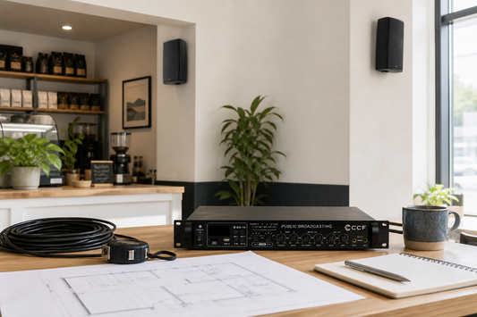 CCF Audio 70V 100V PA amplifier planning for shop speaker system