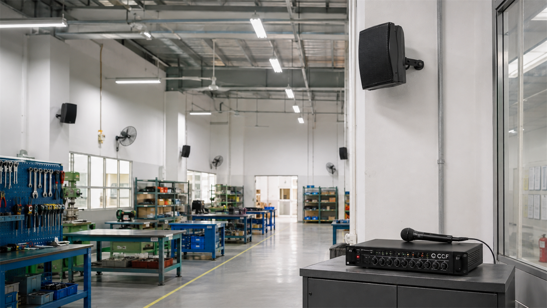 CCF factory PA system with wall mounted speakers in Malaysia