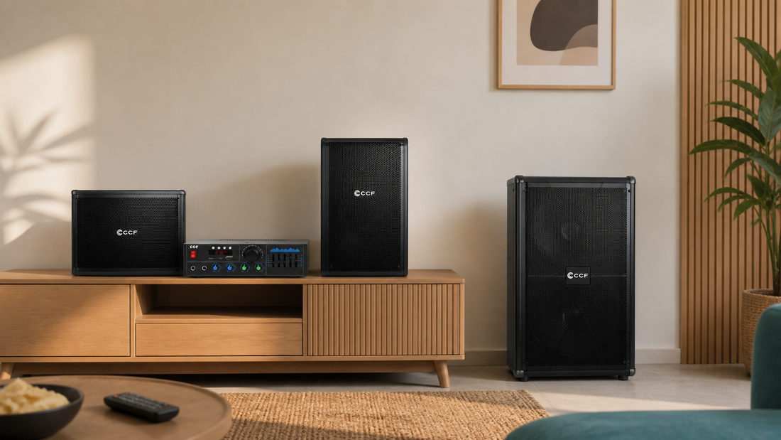 CCF home karaoke amplifier and speaker set compared with all in one karaoke direction
