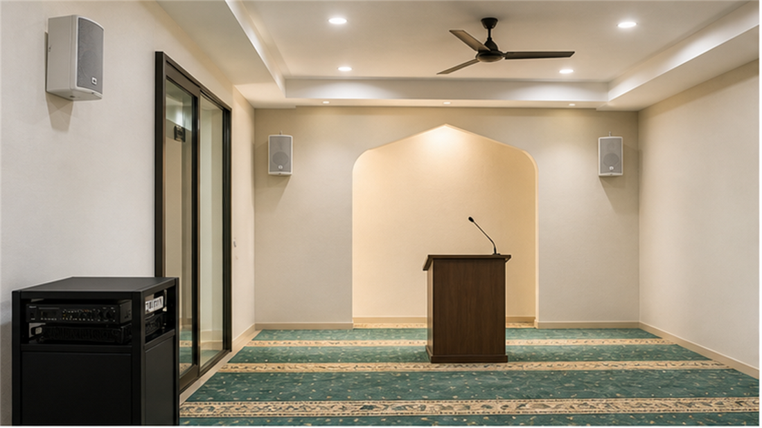 CCF masjid and surau PA system with wall mounted speakers in Malaysia