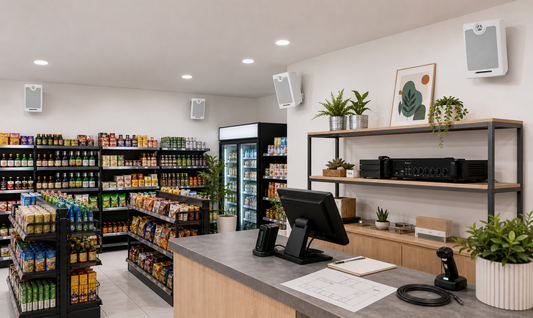 CCF shop PA system with wall mounted speakers in Malaysia