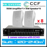 CCF 2/3 Zone PA System Set with 4 inch Wall Speakers 2 Speaker Set