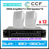 CCF 2/3 Zone PA System Set with 4 inch Wall Speakers 2 Speaker Set