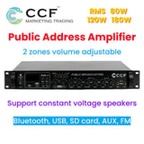 CCF 2 Zone Bluetooth PA Amplifier 70V/100V RMS 80W