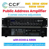 CCF 5 Zone Bluetooth PA Amplifier 70V/100V RMS 350W