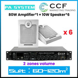 CCF PA System Set with 6.5 inch Wall Speakers 4 Speaker Set