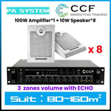 CCF PA System Set with 6.5 inch Wall Speakers 3 Speaker Set