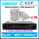 CCF PA System Set with 6.5 inch Wall Speakers 3 Speaker Set