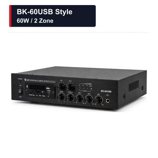 CCF BK-60USB Style 60W 2 Zone Bluetooth PA Amplifier 70V 100V-1