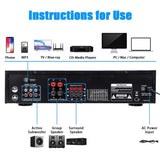 CCF Sunbuck Style 4000W 5 Channel Bluetooth Home Theater Amplifier Black-10