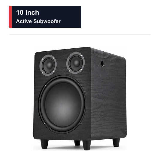 CCF iBass Style 10 inch Active Subwoofer Speaker Bluetooth Optical Coaxial ARC Black-1