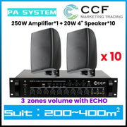 CCF 2/3/5 Zone PA System Set with 4 inch Wall Speakers 14 Speaker Set