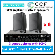 CCF 2/3/5 Zone PA System Set with 4 inch Wall Speakers 2 Speaker Set