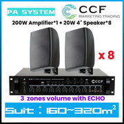 CCF 2/3/5 Zone PA System Set with 4 inch Wall Speakers 5 Speaker Set