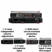 CCF 2 Zone 70V 100V PA Amplifier RMS 120W-4