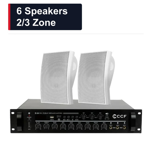 CCF 4 inch Wall Speaker PA System 6 Speakers 2/3 Zone-1