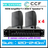 CCF 70V 110V 5 inch Wall Speaker PA System Set 3 Speakers-10
