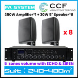 CCF 70V 110V 5 inch Wall Speaker PA System Set 8 Speakers-1