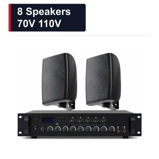 CCF 70V 110V 5 inch Wall Speaker PA System Set 8 Speakers-1