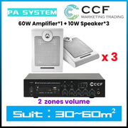 CCF PA System Set with 6.5 inch Wall Speakers 10 Speaker Set