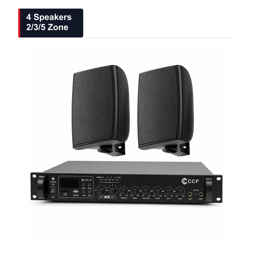 CCF 4 inch Wall Speaker PA System 4 Speakers 2/3/5 Zone main image 4 Speakers / 2/3/5 Zone