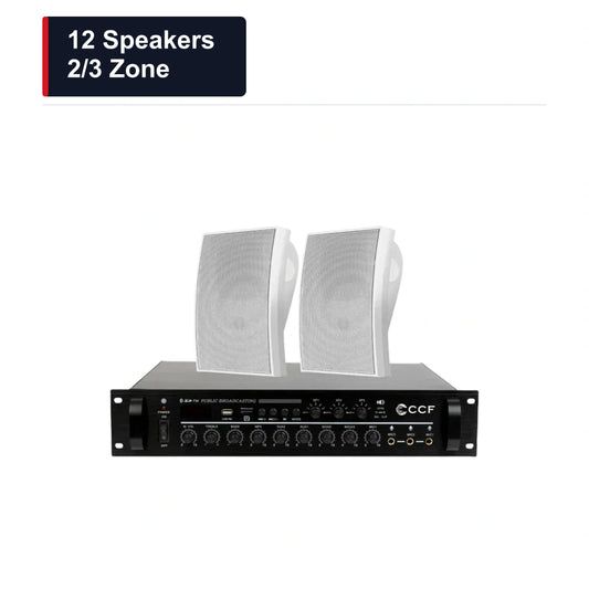 CCF 4 inch Wall Speaker PA System 12 Speakers 2/3 Zone main image 12 Speakers / 2/3 Zone xlarge
