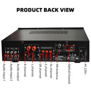 CCF 6188Pro 2000W 5CH Optical Coaxial Amplifier-7