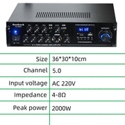CCF 6188Pro 2000W 5CH Optical Coaxial Amplifier-5